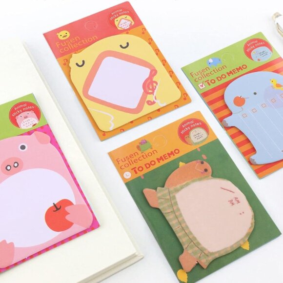 5 packs sticker Cute Animal Sticky Notes Notepad Memo Pads Cat turtle Stationery - Picture 1 of 7